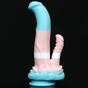 Rainbow Dildo Silicone Dildo with Strong Suction Base, 23.5 cm Total Length, 17 cm Insertable, Dual-Diameter 4.3 cm to 2.5 cm, Rainbow Gradient — KR-B002
