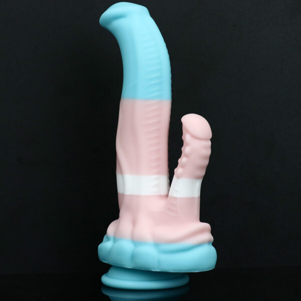 Rainbow Dildo Silicone Dildo with Strong Suction Base, 23.5 cm Total Length, 17 cm Insertable, Dual-Diameter 4.3 cm to 2.5 cm, Rainbow Gradient — KR-B002 - Image 4