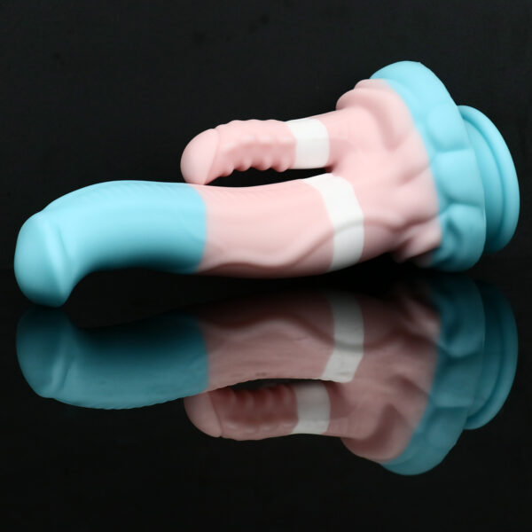 Rainbow Dildo Silicone Dildo with Strong Suction Base, 23.5 cm Total Length, 17 cm Insertable, Dual-Diameter 4.3 cm to 2.5 cm, Rainbow Gradient — KR-B002 - Image 5