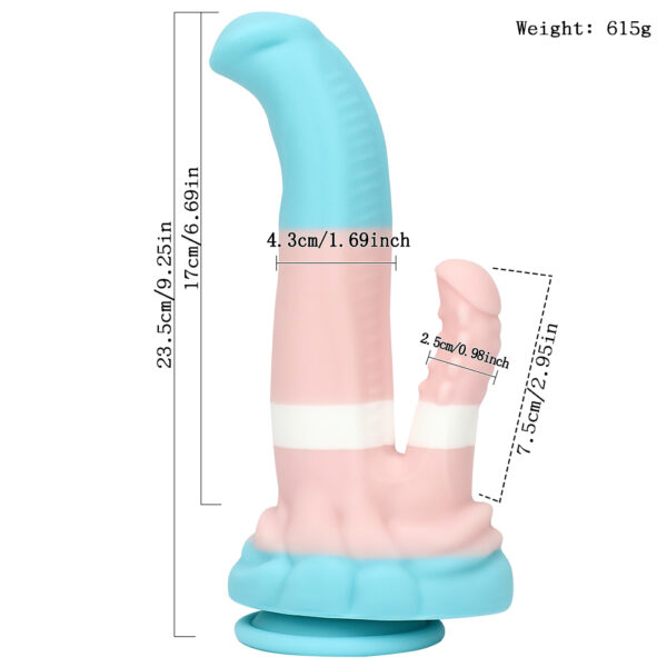 Rainbow Dildo Silicone Dildo with Strong Suction Base, 23.5 cm Total Length, 17 cm Insertable, Dual-Diameter 4.3 cm to 2.5 cm, Rainbow Gradient — KR-B002 - Image 6