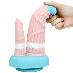 Rainbow Dildo Silicone Dildo with Strong Suction Base, 24 cm Total Length, 19 cm Insertable, Dual-Diameter 5.6 cm to 3.2 cm, Rainbow Gradient — KR-B003