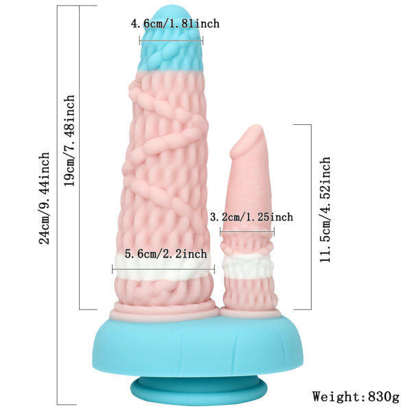 Rainbow Dildo Silicone Dildo with Strong Suction Base, 24 cm Total Length, 19 cm Insertable, Dual-Diameter 5.6 cm to 3.2 cm, Rainbow Gradient — KR-B003 - Image 6