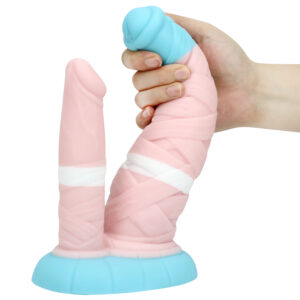 Rainbow Dildo Silicone Dildo with Strong Suction Base, 24.75 cm Total Length, 21.5 cm Insertable, Dual-Diameter 5.5 cm to 3.8 cm, Rainbow Gradient — KR-B004