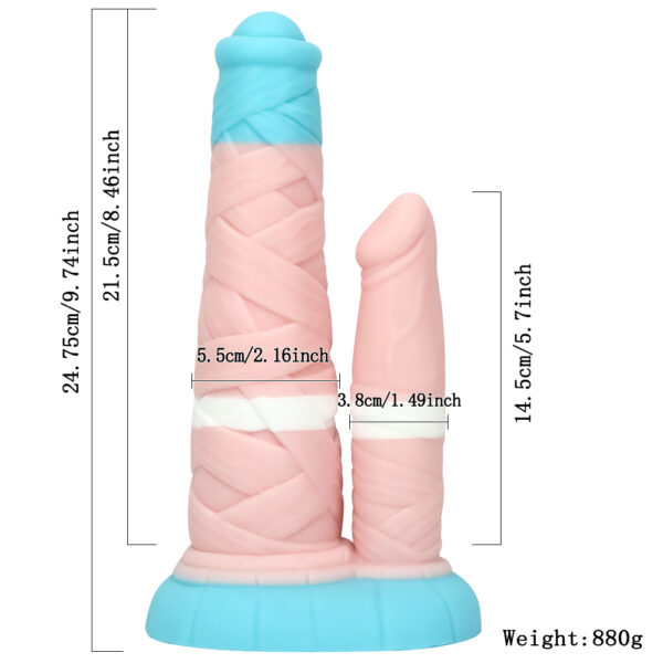 Rainbow Dildo Silicone Dildo with Strong Suction Base, 24.75 cm Total Length, 21.5 cm Insertable, Dual-Diameter 5.5 cm to 3.8 cm, Rainbow Gradient — KR-B004 - Image 6