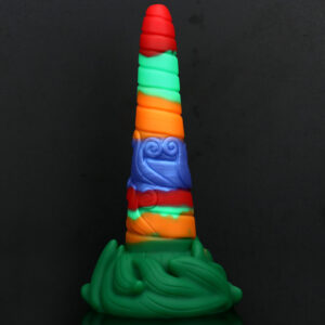 Rainbow Dildo Silicone Dildo with Suction Base, 24.5 cm Total Length, 19.5 cm Insertable, 5.5 cm Diameter, Rainbow Gradient — KR-B020