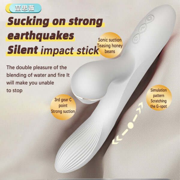 Dual-Mode Vibrator, 10 Vibration + 10 Stroking, 42°C Heating, USB Magnetic Charging – KV-A004 - Image 3