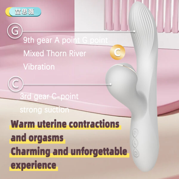 Dual-Mode Vibrator, 10 Vibration + 10 Stroking, 42°C Heating, USB Magnetic Charging – KV-A004 - Image 4
