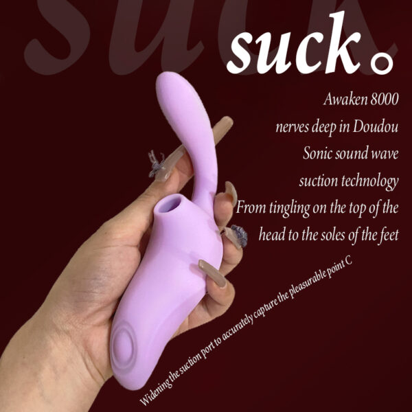 Dual-Action Sucking & Vibration Stimulator, 10 Sucking + 10 Tapping + 10 Vibration Modes, Food?Grade Silicone, IPX7 Waterproof — KV-B003 - Image 4